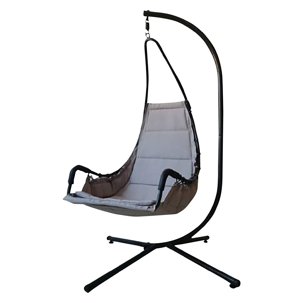 Dondolo monoposto ASN con cuscino beige e marrone e struttura in metallo