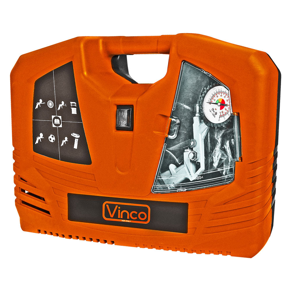 Compressore portatile a valigetta VINCO 60709 da 1,3 HP e 180 l/min con kit accessori