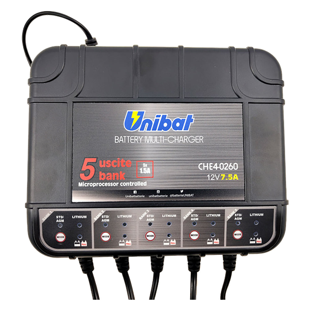 Caricabatteria e Mantenitore Charger Bank 12V a 5 Uscite Immagine principale del prodotto