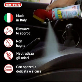 rimuove lo sporco e non bagna la tappezzeria