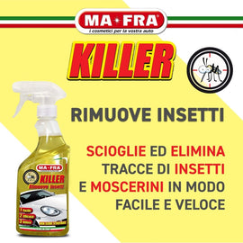 scioglie ed elimina tracce di insetti e moscerini facilmente