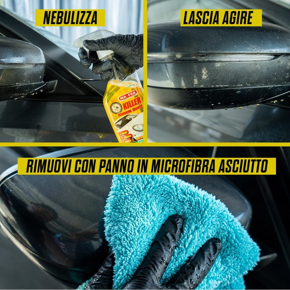 3 step per pulire rapidamente l'auto da moscerini