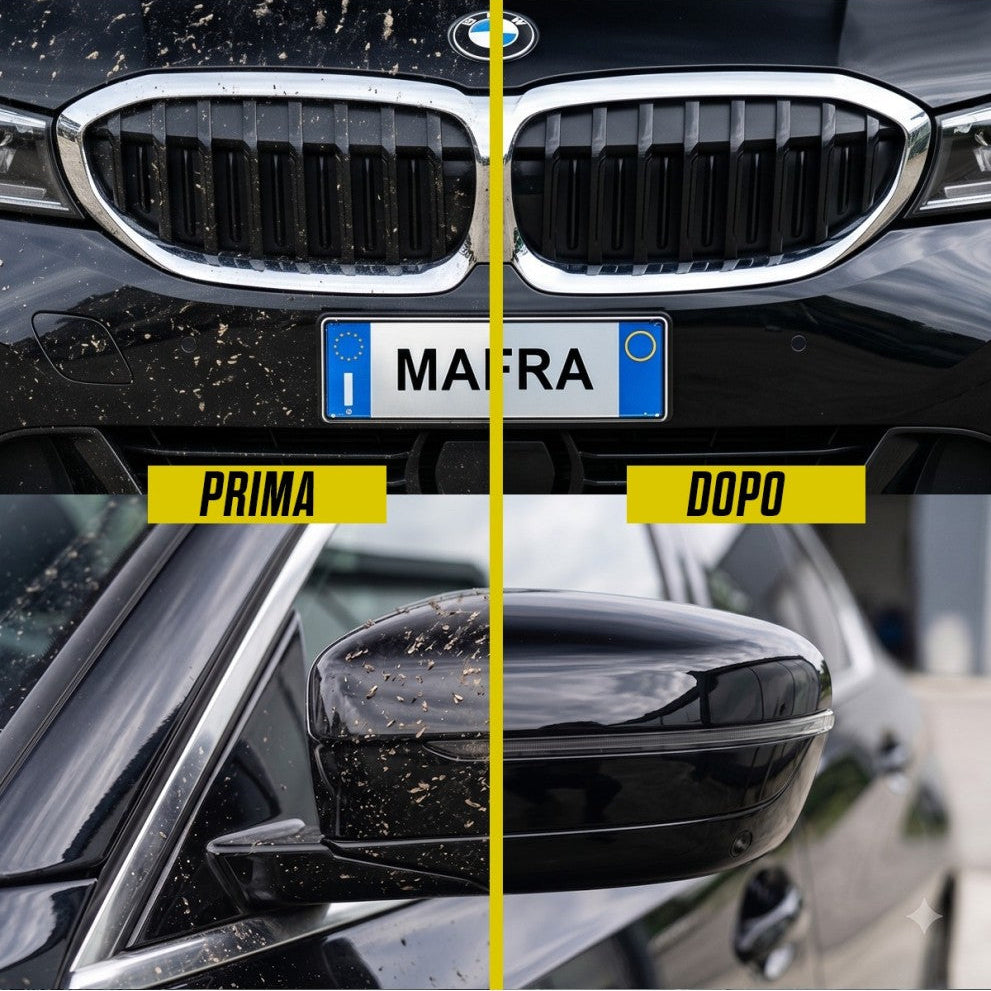 auto pulita senza insetti con mafra killer