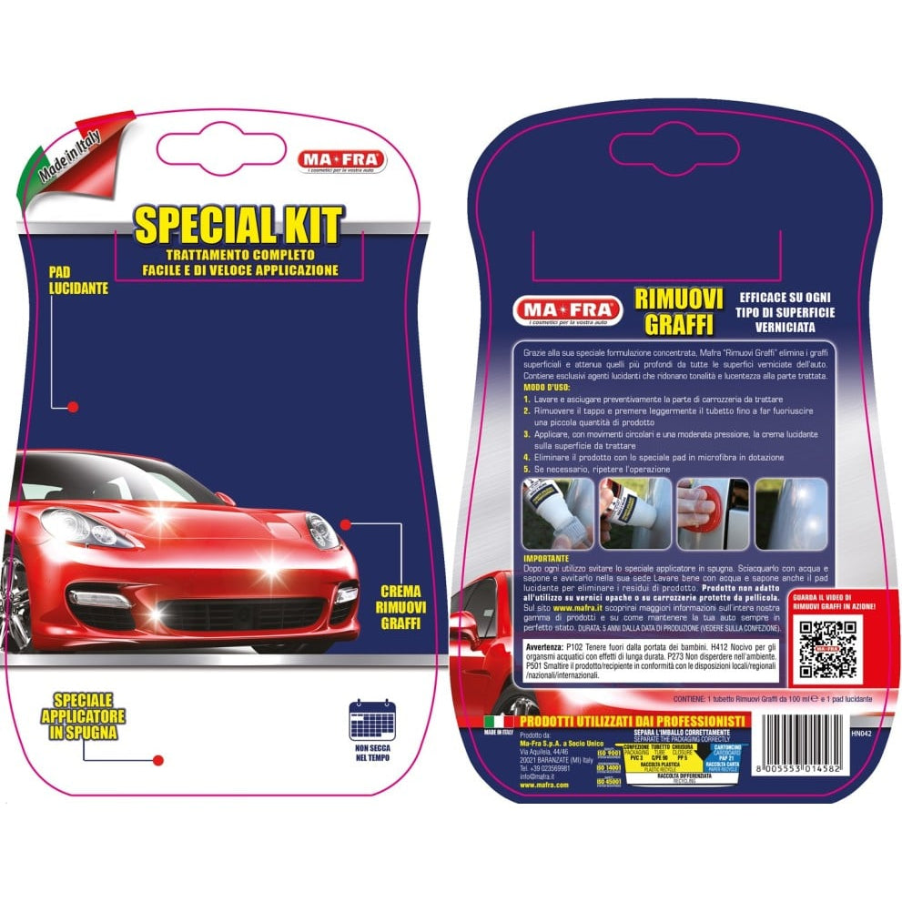 kit rimuovi graffi completo di applicatore e pad lucidante