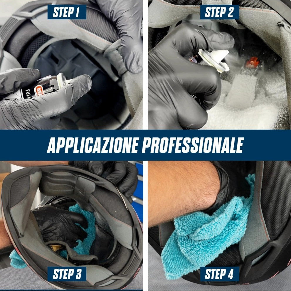 prodotto schiumogeno per la cura del casco