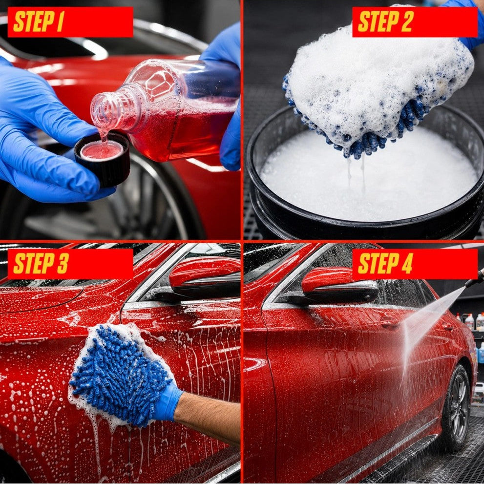 lavaggio auto facile in 4 step