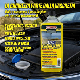 aiuta a mantenere il vetro limpido e le spazzole più scorrevoli