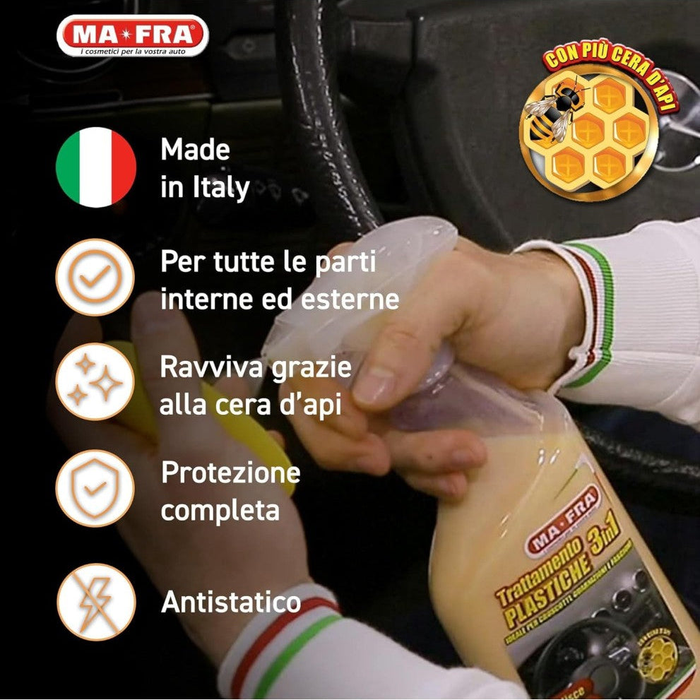 trattamento plastica ideale per tutte le parti interne ed esterne