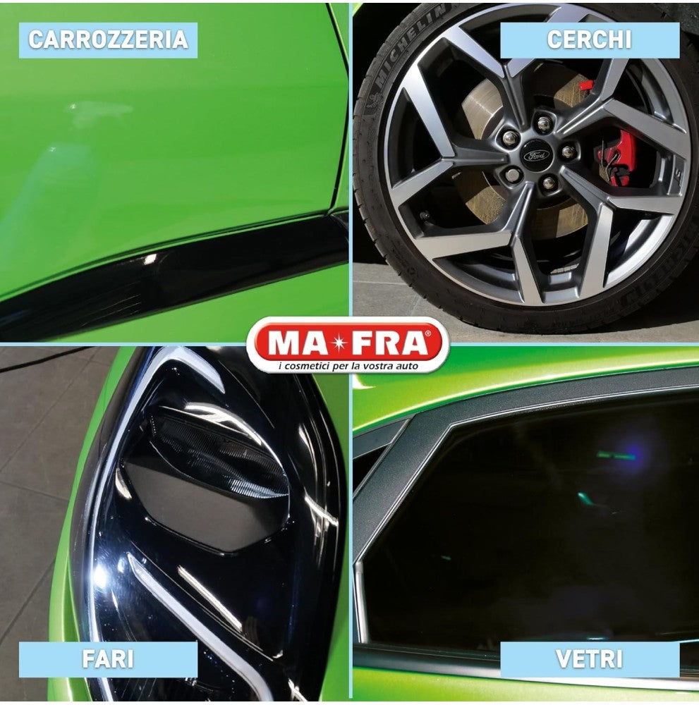 detergente per carrozzeria, cerchi, fari e vetri auto